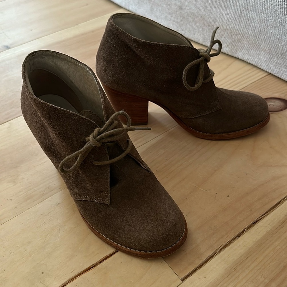 Boden Taupe Suede Lace-up Booties 36